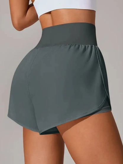 Pocketed High Waist Active Shorts Easy Apparels