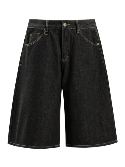 Men's Pocketed Loose Fit Denim Shorts Black Easy Apparels