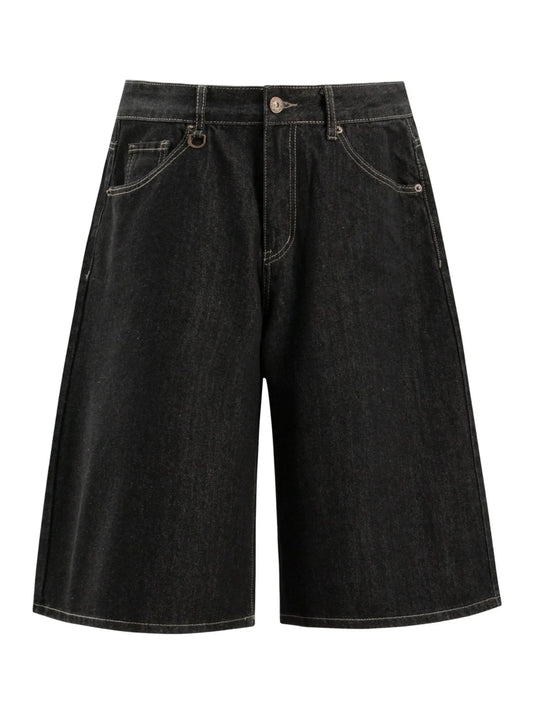 Men's Pocketed Loose Fit Denim Shorts Black Easy Apparels