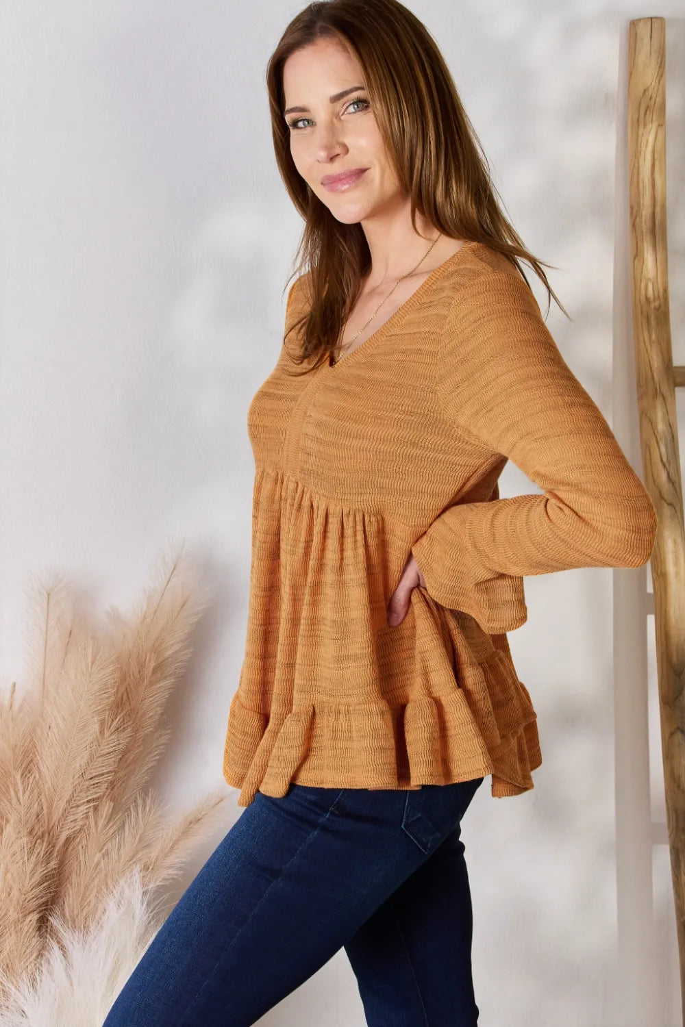 Trendsi Hailey & Co Full Size V-Neck Flounce Sleeve Blouse