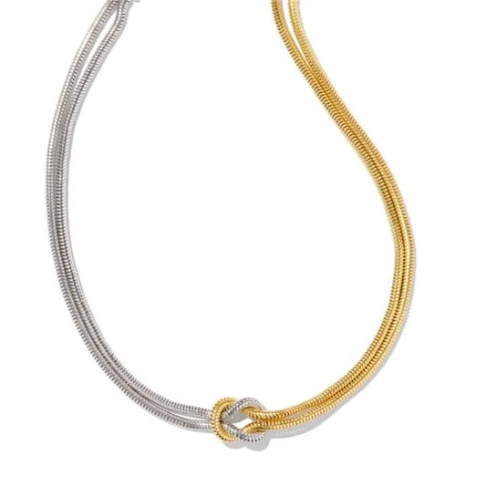 Titanium Steel Knotted Necklace Gold Silver Montage One Size Easy Apparels