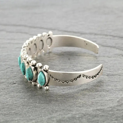 Artificial Turquoise Alloy Open Bracelet Easy Apparels
