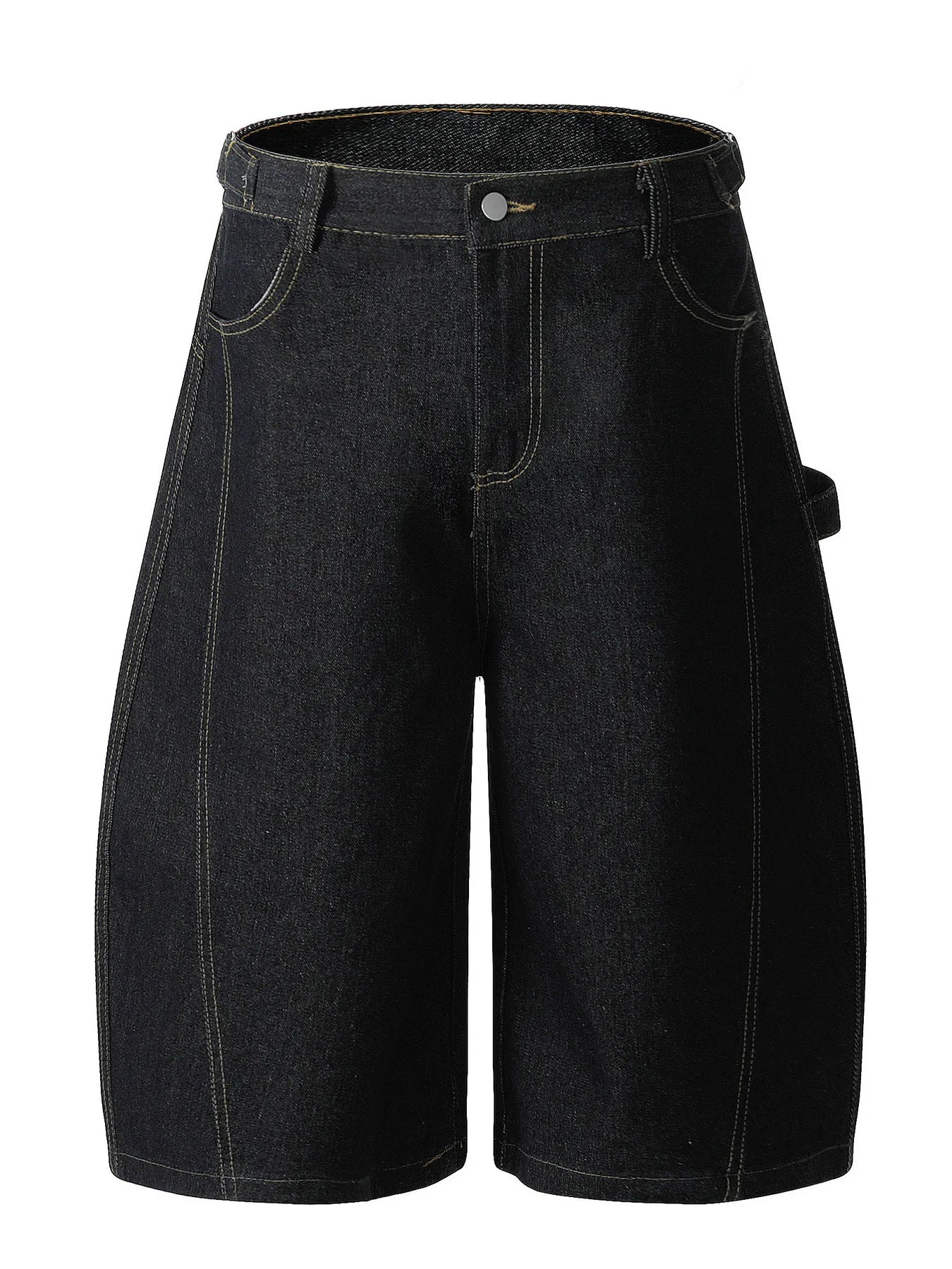 Men's Wide Leg Denim Shorts Black Easy Apparels