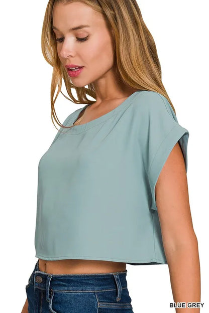 Zenana Heavy Woven Span Crop Tee & Skirt Set Easy Apparels