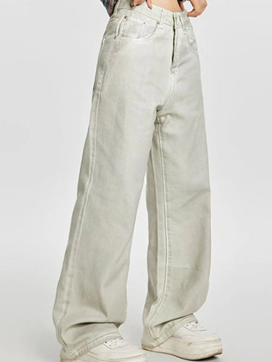 Men's High Waist Wide Leg Casual Pants Dirty White Easy Apparels