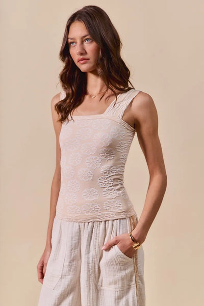 Trendsi SO ME Two Tone Floral Seamless Tank Top