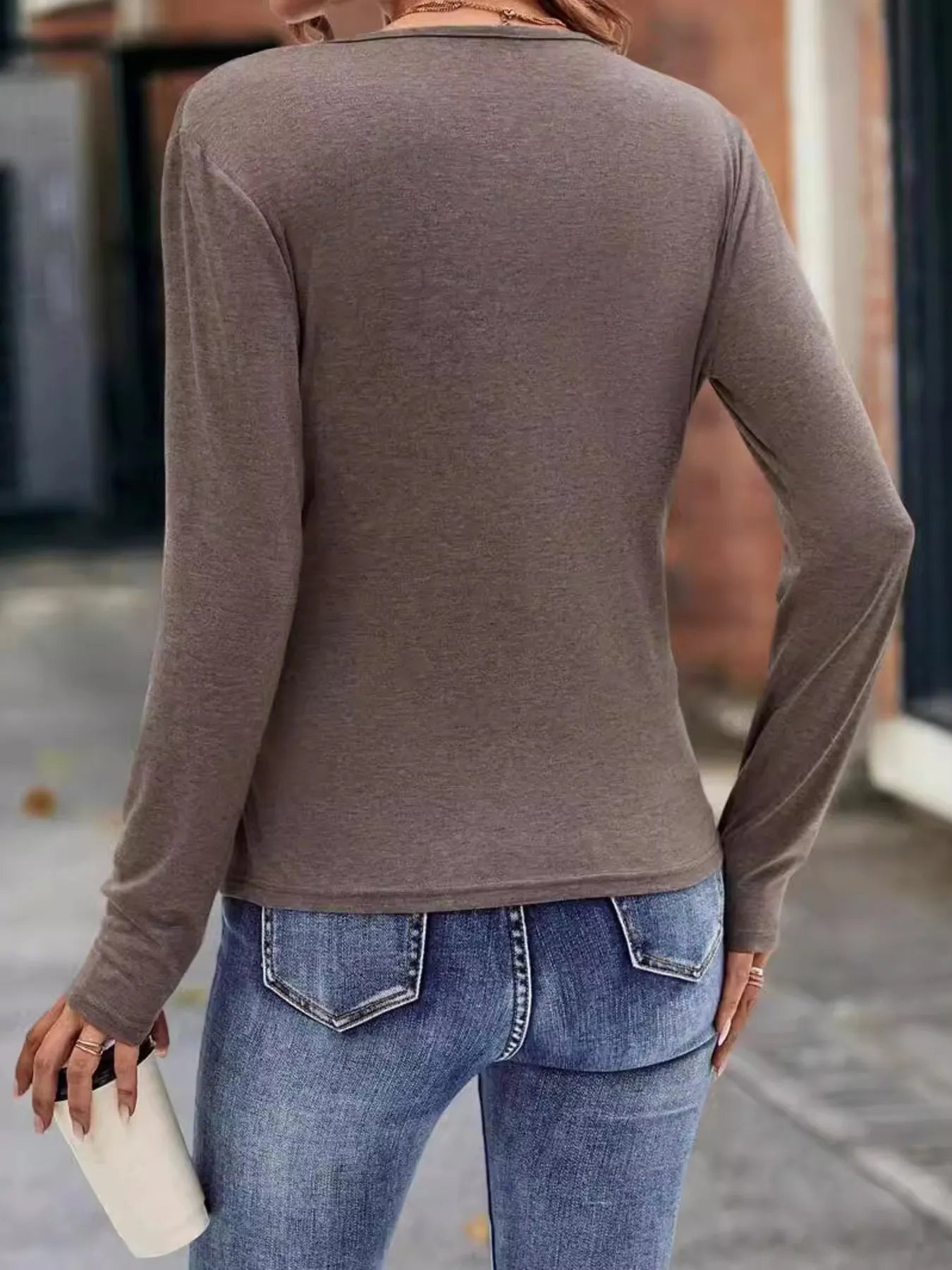 Trendsi Ruched Surplice Long Sleeve T-Shirt