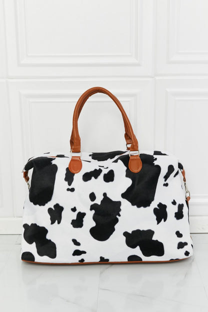 Animal Print Plush Weekender Bag Cow One Size Easy Apparels