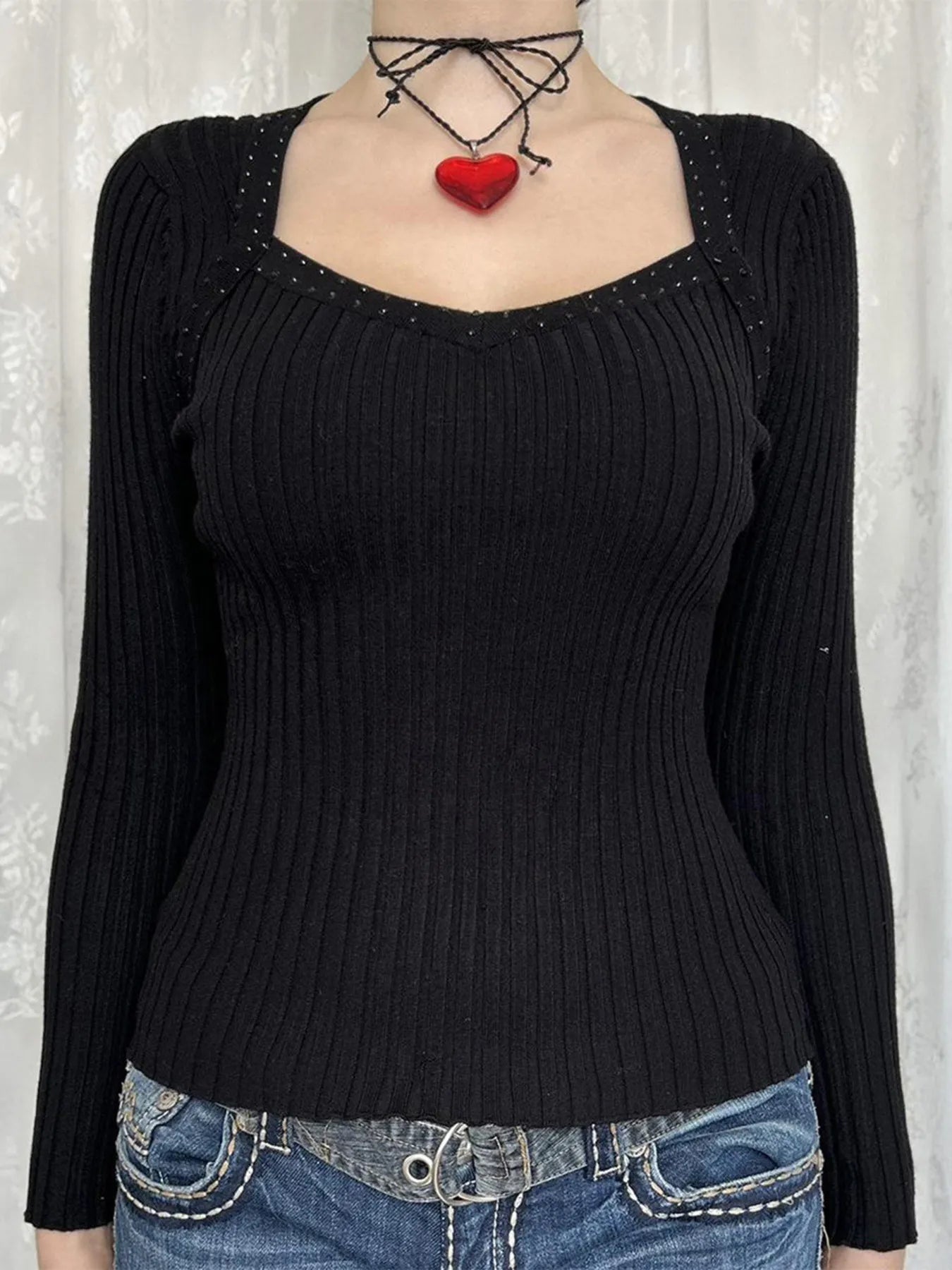 Trendsi Long Sleeve Ribbed Knit Top