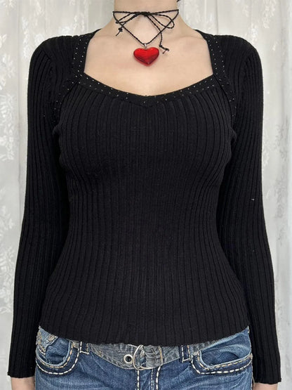 Trendsi Long Sleeve Ribbed Knit Top