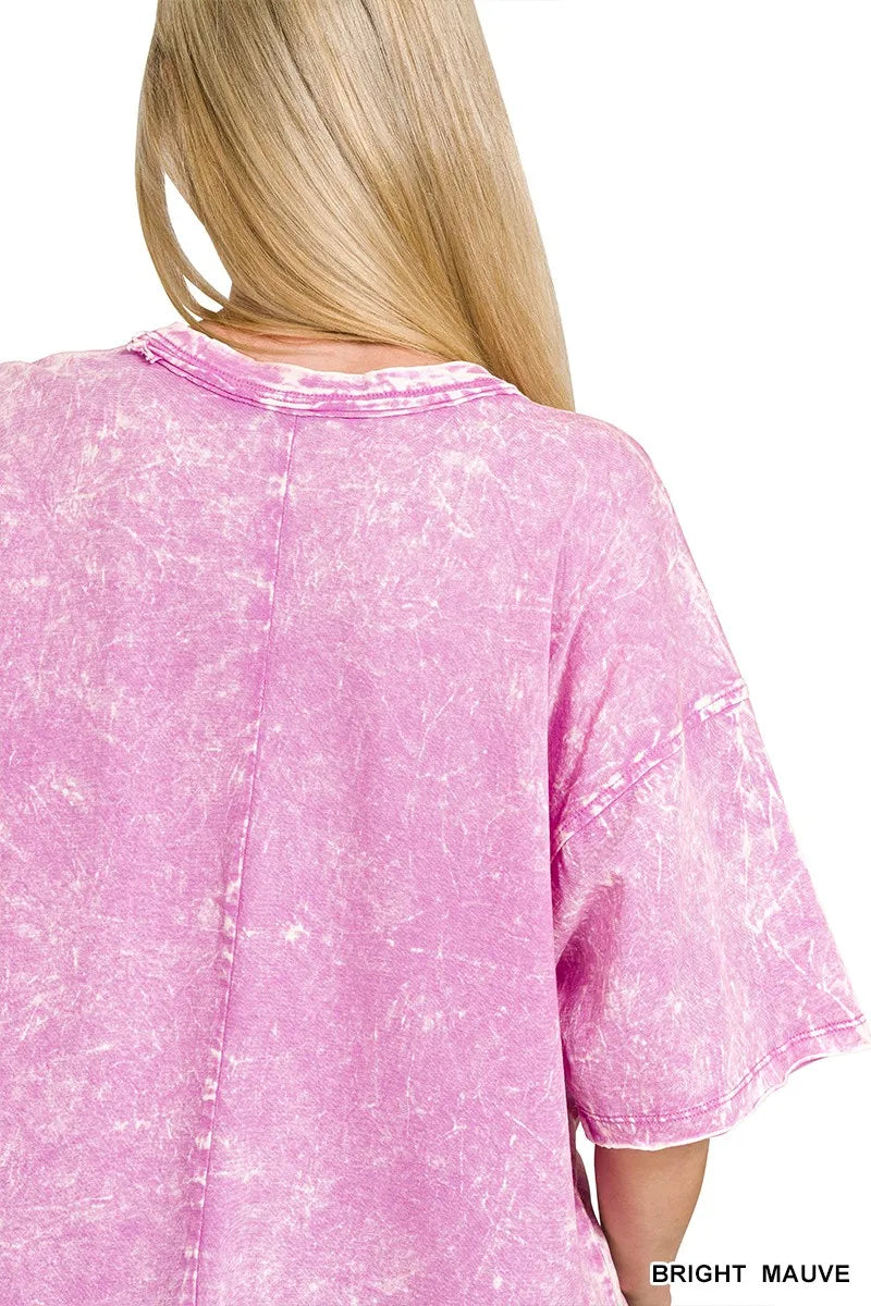 Trendsi Zenana Acid Crinkle-Washed Oversized T-Shirt