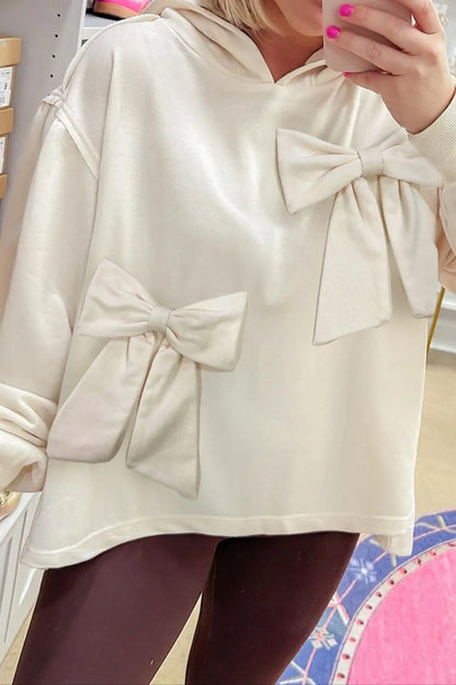 Trendsi Bow Detail Dropped Shoulder Oversized Hoodie