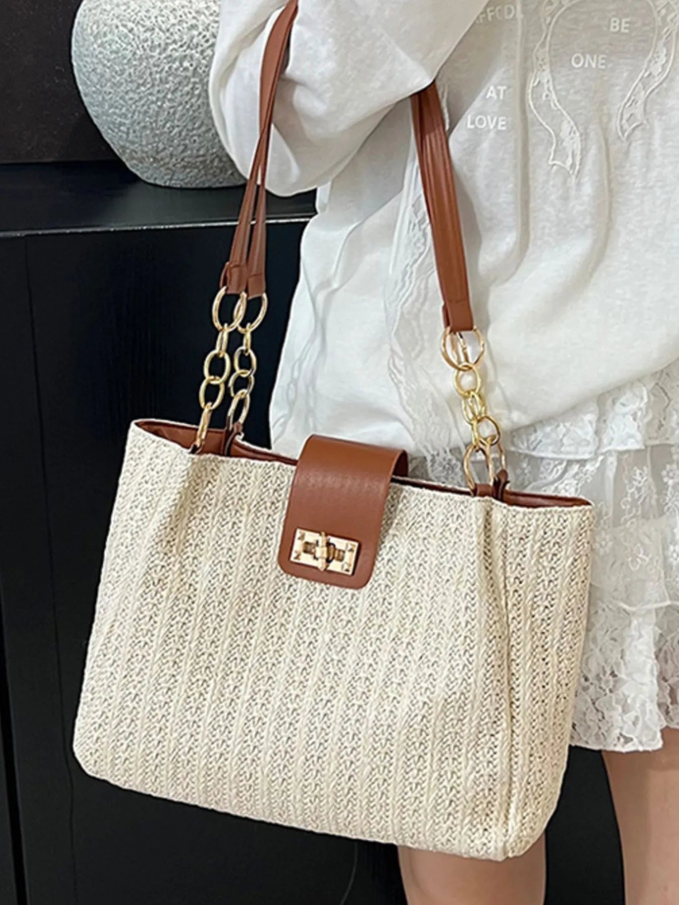 Woven Straw Shoulder Bag Easy Apparels