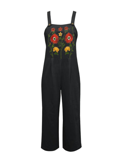 Floral Embroidered Wide Leg Jumpsuit Easy Apparels
