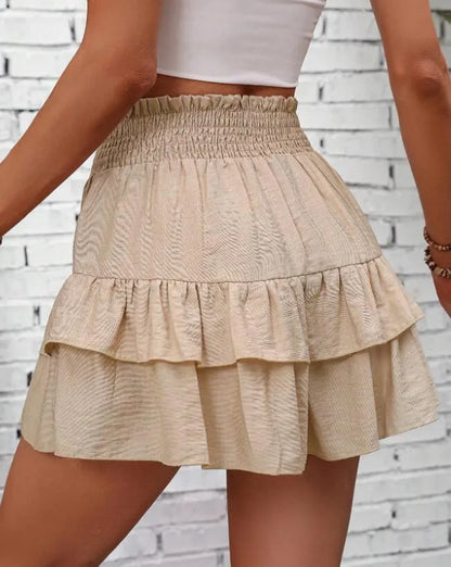 Ruffle Layered High Waist Casual Skort Easy Apparels