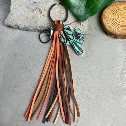 Cactus Keychain with Tassel Style E One Size Easy Apparels