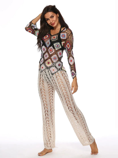 Cutout Drawstring High Waist Swim Pants Easy Apparels