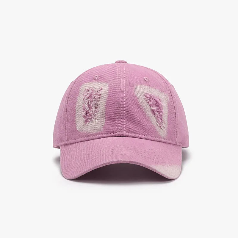 Distressed Cotton Baseball Cap Fuchsia Pink One Size Easy Apparels
