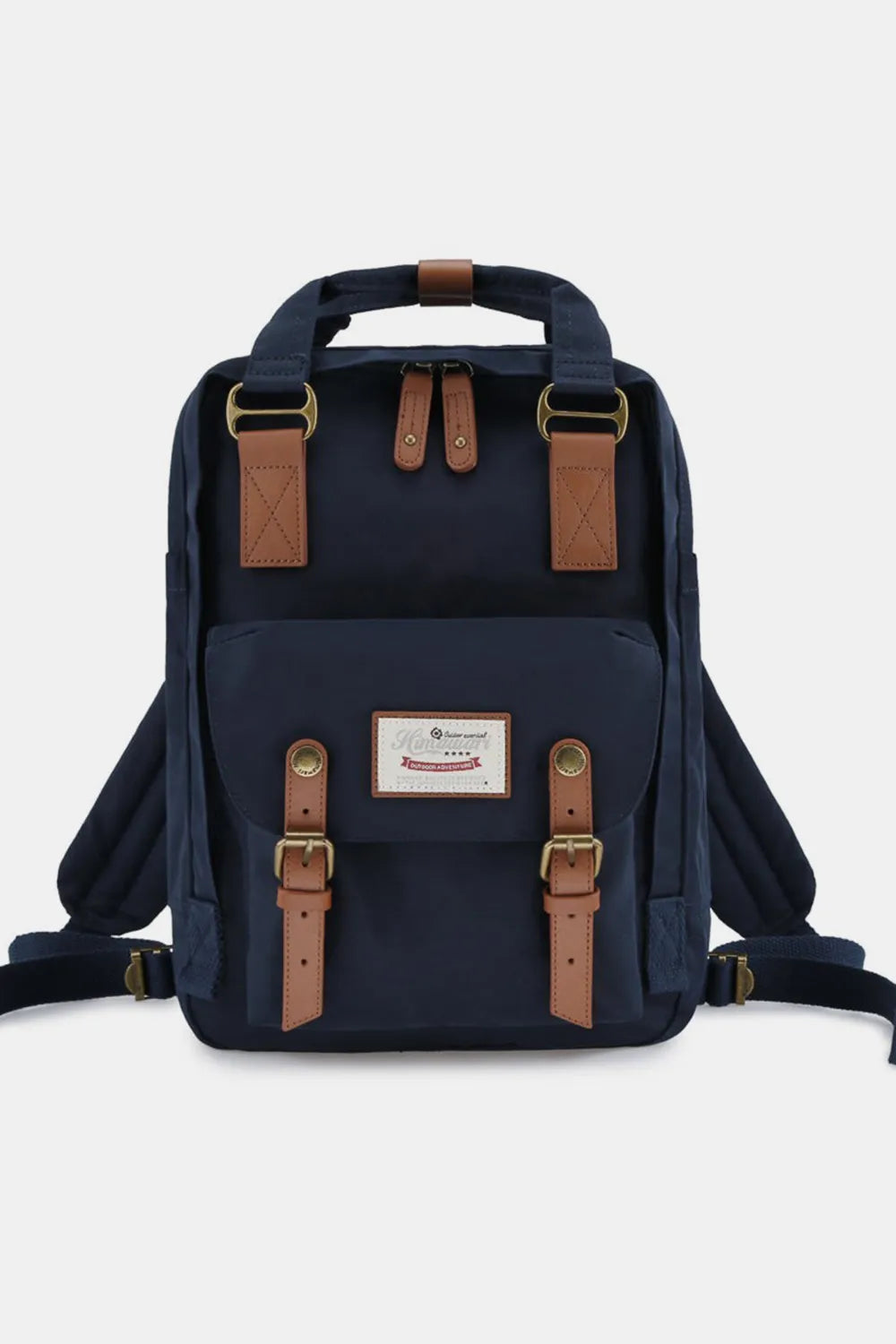 Himawari Contrast Waterproof Nylon Backpack Bag Navy One Size Easy Apparels