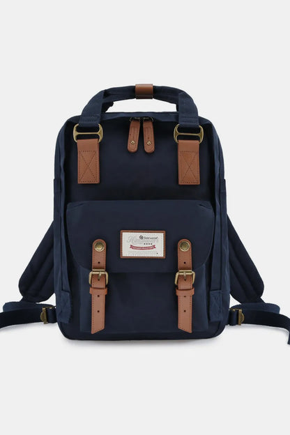 Himawari Contrast Waterproof Nylon Backpack Bag Navy One Size Easy Apparels