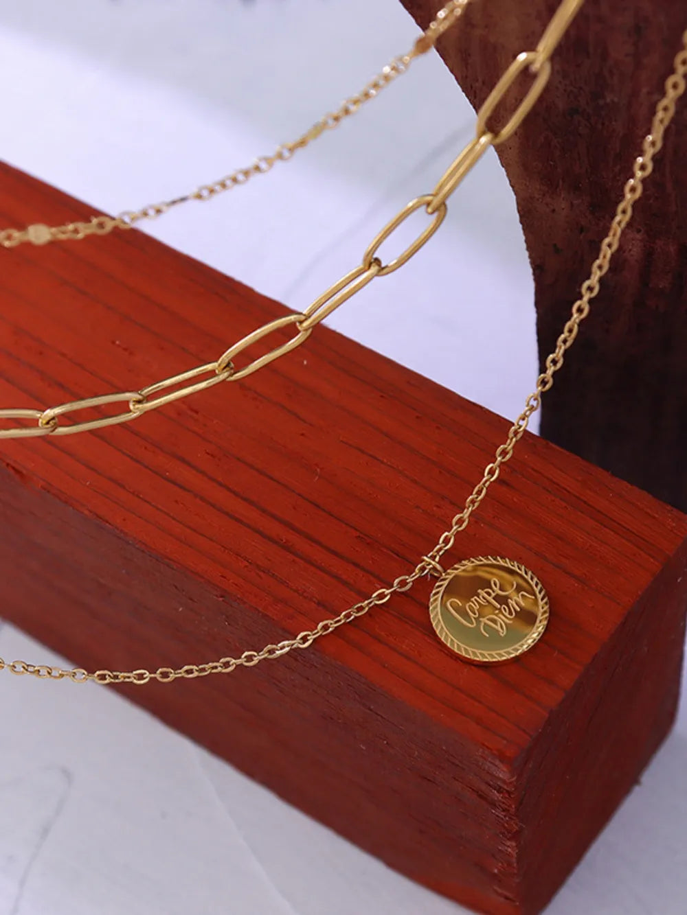 18K Gold-Plated Three-Layered Engraved Necklace Easy Apparels