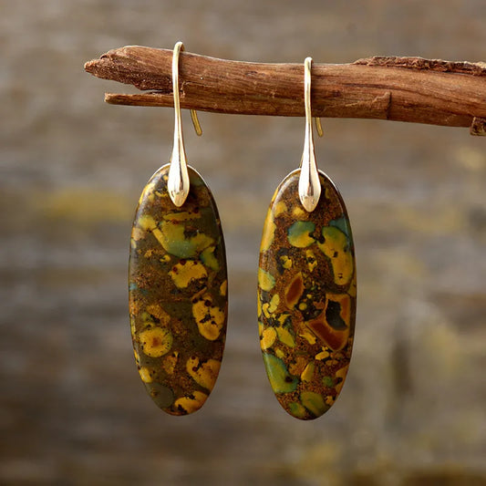 Natural Stone Copper Dangle Earrings Gold One Size Easy Apparels