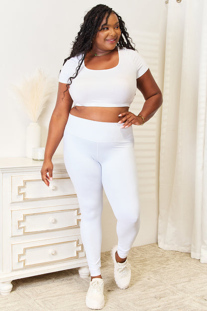 Double Take Wide Waistband Sports Leggings Easy Apparels