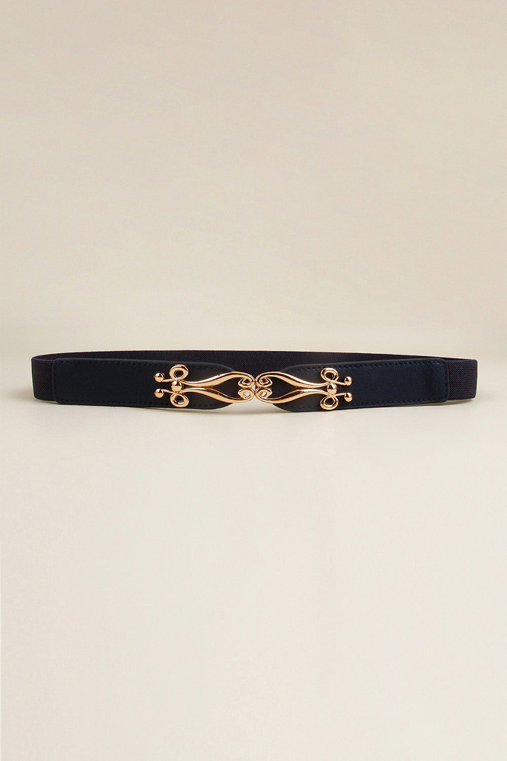 Alloy Buckle Elastic Belt Dark Blue One Size Easy Apparels