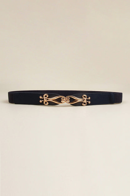 Alloy Buckle Elastic Belt Dark Blue One Size Easy Apparels