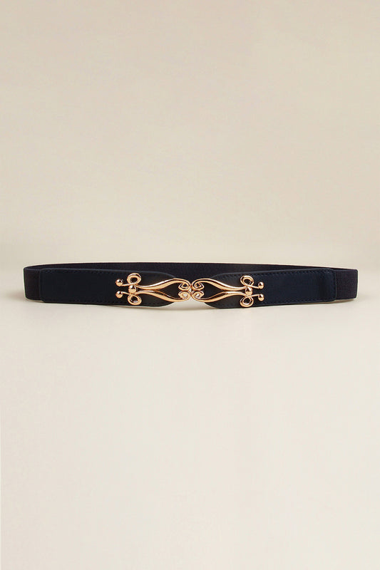 Alloy Buckle Elastic Belt Dark Blue One Size Easy Apparels