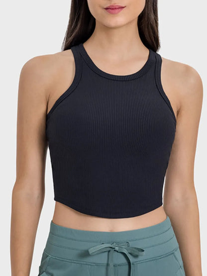 Millennia Round Neck Racerback Active Tank Black Easy Apparels