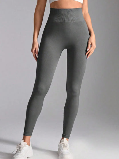 High Waist Active Leggings Gray Easy Apparels