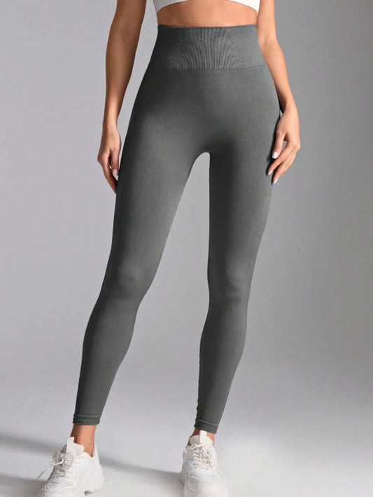 High Waist Active Leggings Gray Easy Apparels