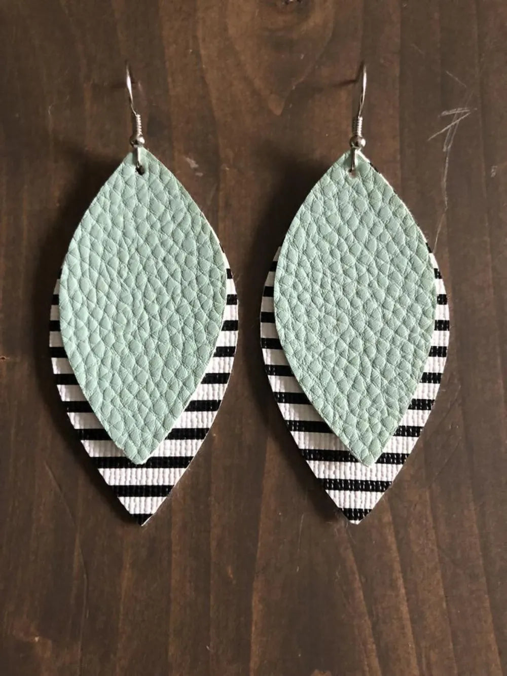 PU Leather Leaf Dangle Earrings Gum Leaf One Size Easy Apparels