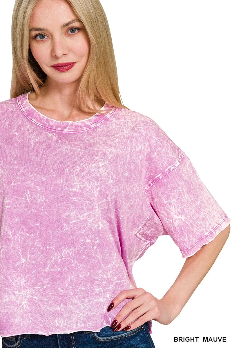 Trendsi Zenana Acid Crinkle-Washed Oversized T-Shirt