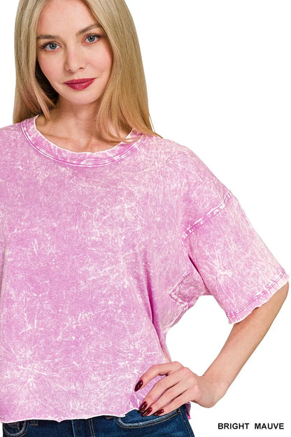 Trendsi Zenana Acid Crinkle-Washed Oversized T-Shirt