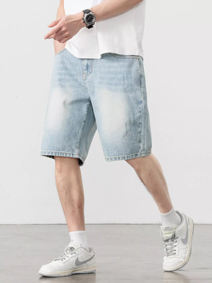Men's Washed Relaxed Fit Denim Shorts Sky Blue Easy Apparels