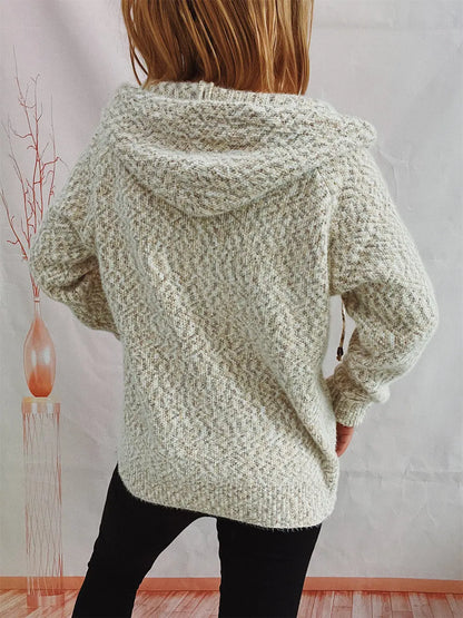 Zip Up Drawstring Long Sleeve Hooded Sweater Easy Apparels