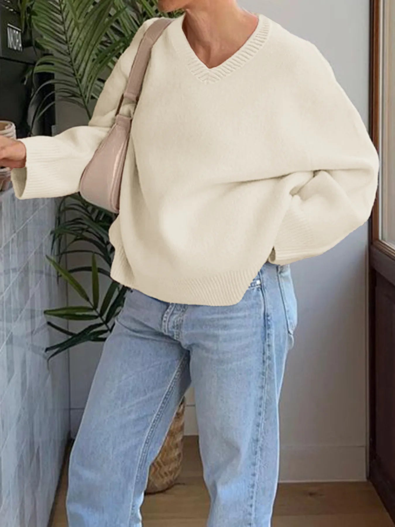 Trendsi V-Neck Long Sleeve Sweater