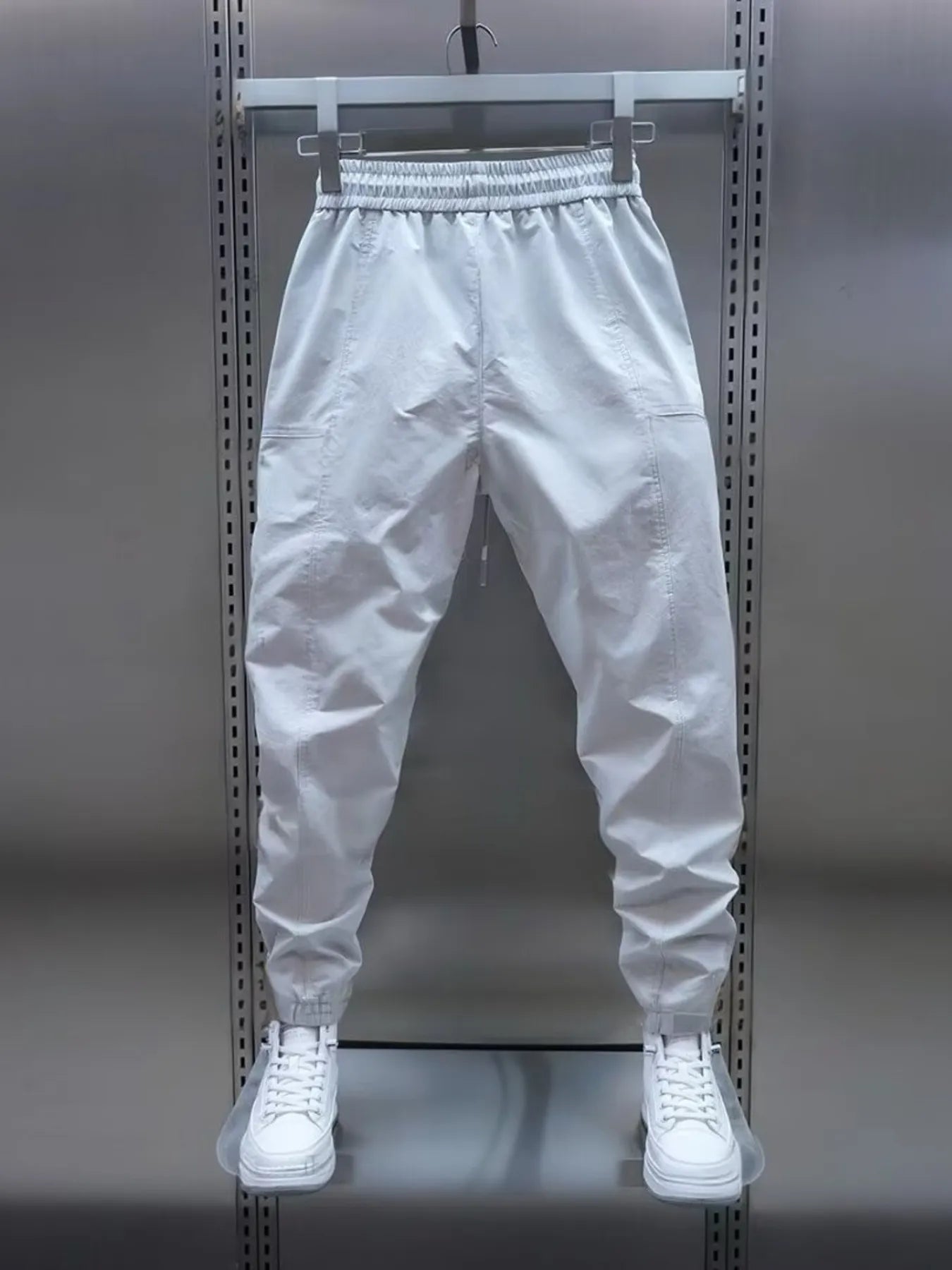 Men's Plus Size Elastic Waist Joggers White Easy Apparels