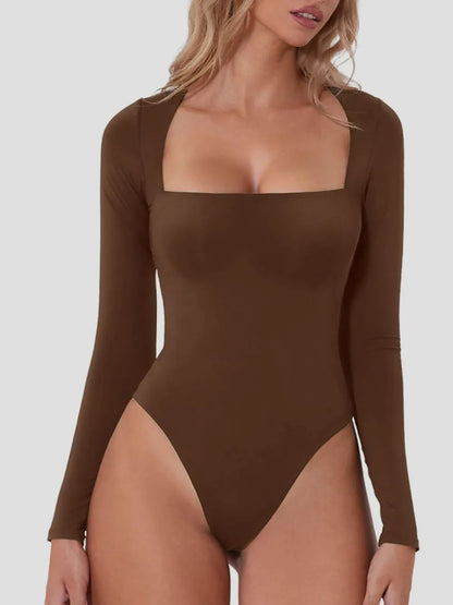 Trendsi Square Neck Long Sleeve Bodysuit