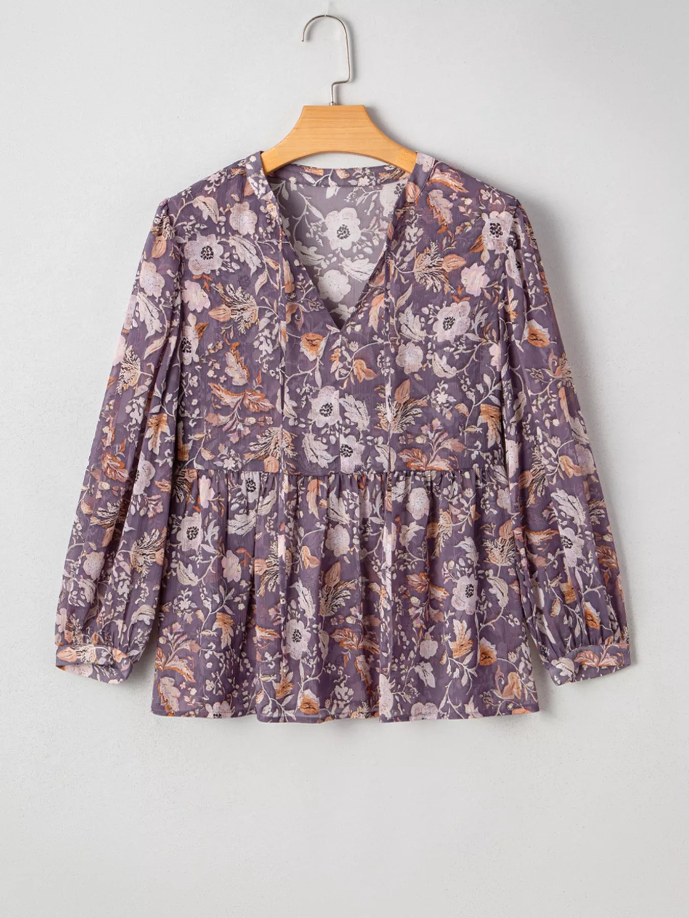 Trendsi Floral Print Tie Neck Blouse