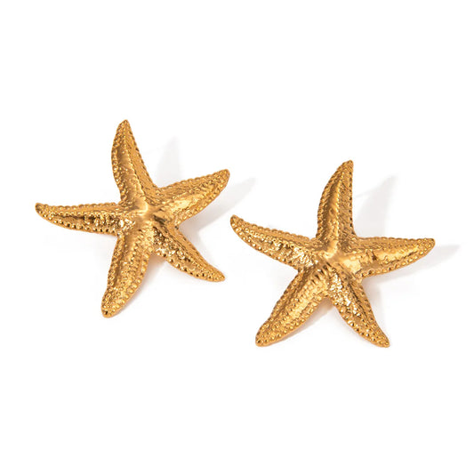 18K Gold-Plated Starfish Stud Earrings Easy Apparels