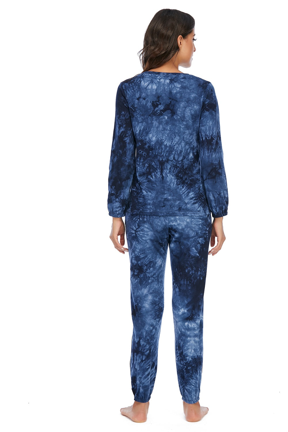 Tie-Dye Top and Drawstring Pants Lounge Set Easy Apparels