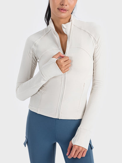 Millennia Zip-Up Long Sleeve Sports Jacket White Easy Apparels