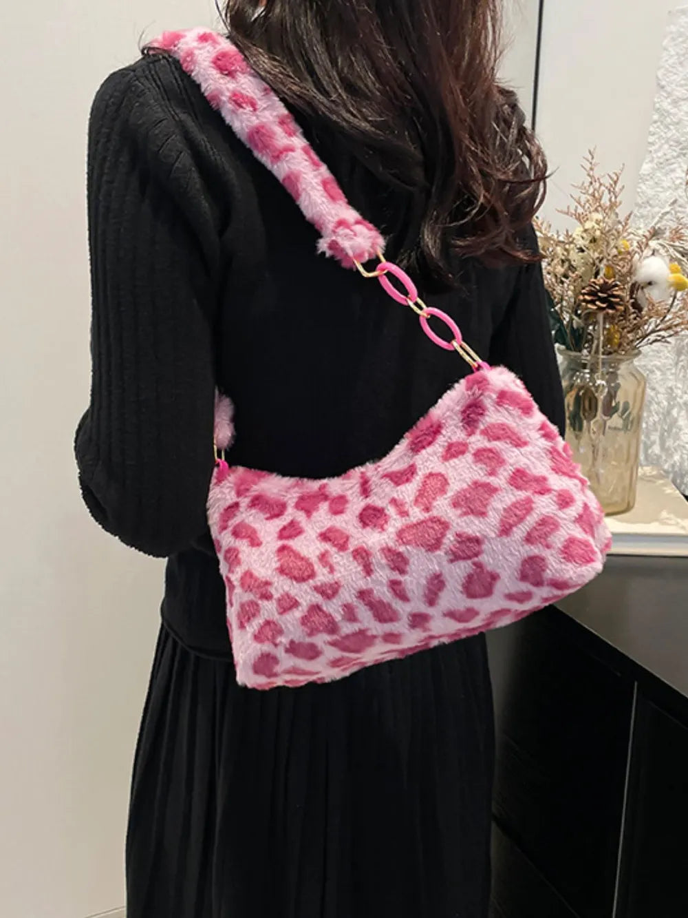 Leopard Fluff Shoulder Bag Easy Apparels