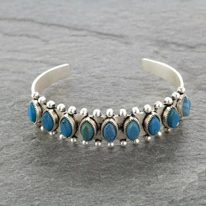 Artificial Turquoise Alloy Open Bracelet Cerulean One Size Easy Apparels