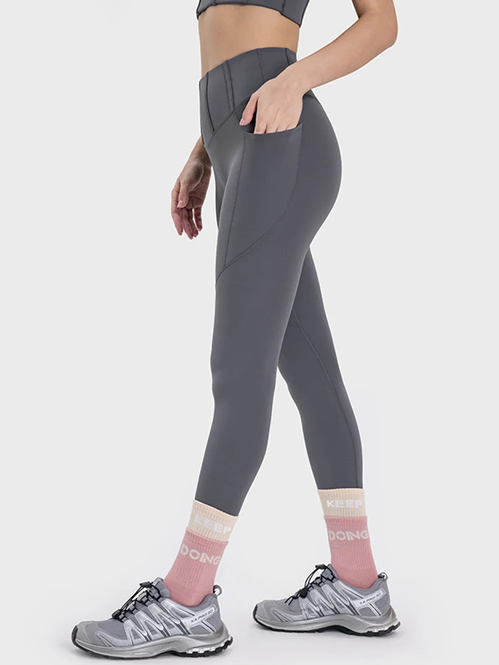 Millennia Pocketed High Waist Active Leggings Easy Apparels