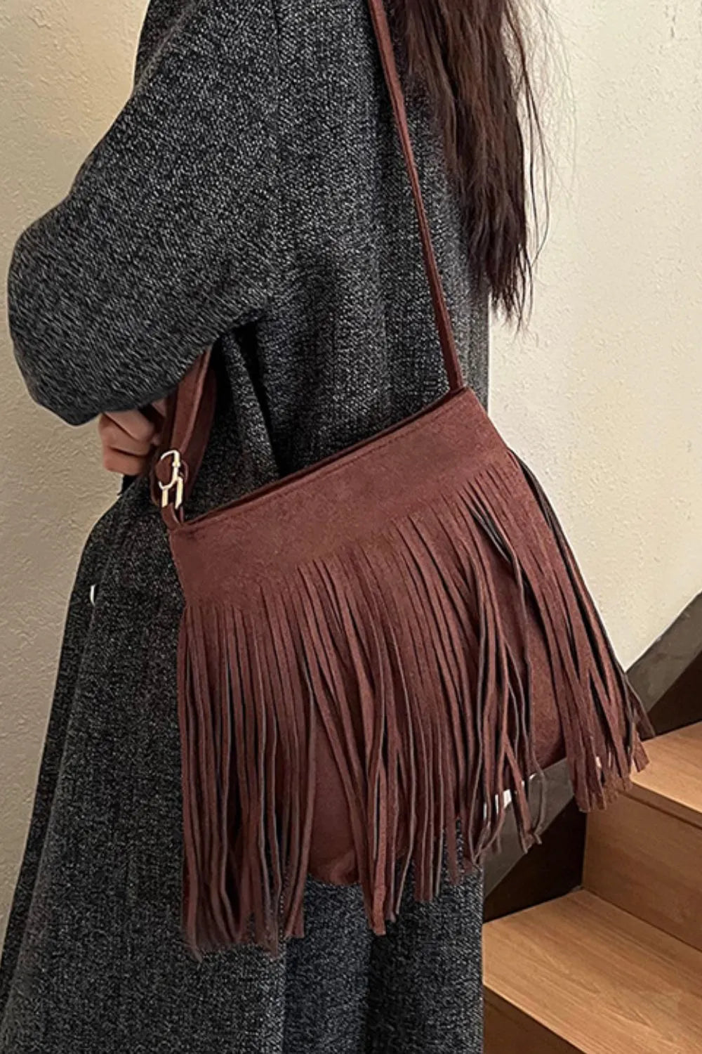 Suede Fringe Shoulder Bag Easy Apparels