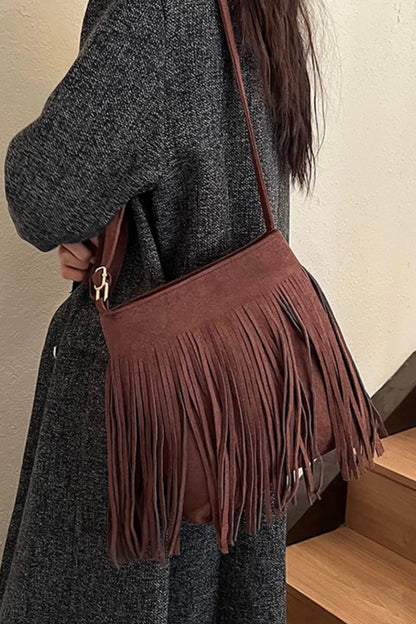 Suede Fringe Shoulder Bag Easy Apparels